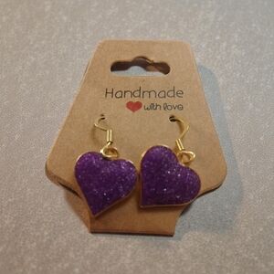 Charming Purple Heart Glitter Earrings